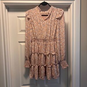 Floral Long Sleeve Ruffle Dress